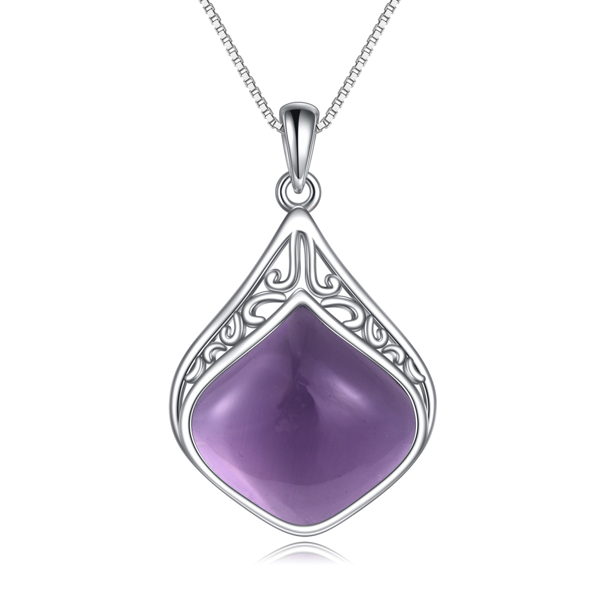 Sterling Silver Amethyst Celtic Knot Pendant Necklace-1