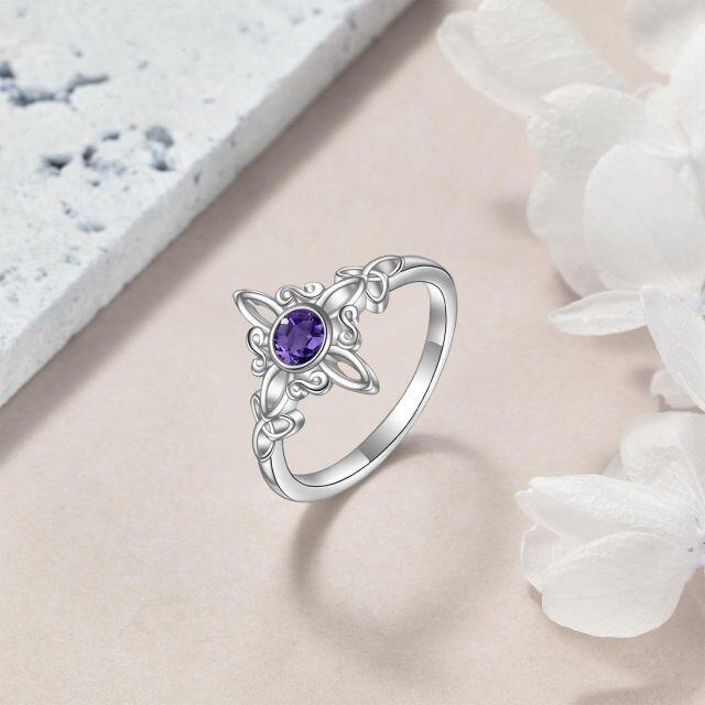 Bague en argent sterling avec nœud celtique en améthyste-3