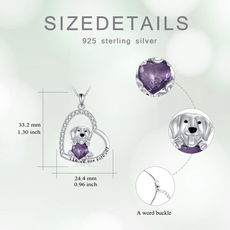 Sterlingzilveren Amethist Hond- en Harthanger Halsketting-5