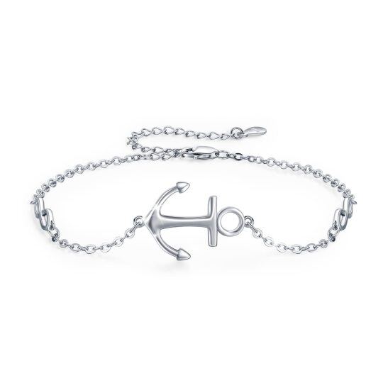 Bracciale con ciondolo in argento sterling con simbolo dell'ancora e dell'infinito