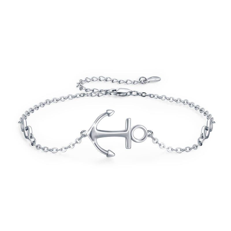 Sterling Silver Anchor & Infinity Symbol Charm Bracelet-1