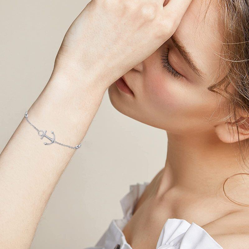 Sterling Silver Anchor & Infinity Symbol Charm Bracelet-3