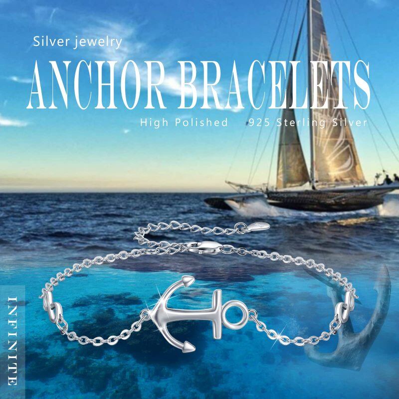Sterling Silver Anchor & Infinity Symbol Charm Bracelet-6