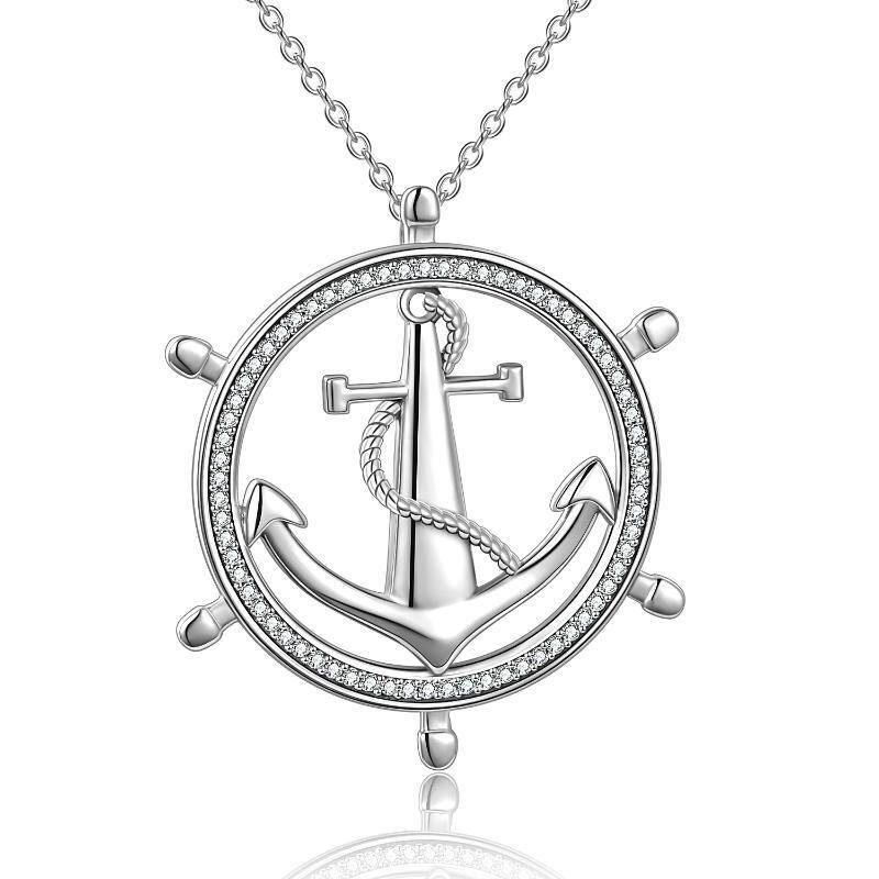 Collana con ciondolo a forma di ancora in argento sterling-1