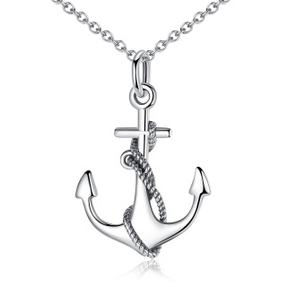 Sterling Silver Anchor Pendant Necklace-17