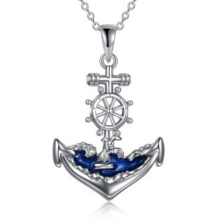 Sterling Silver Anchor Pendant Necklace-1