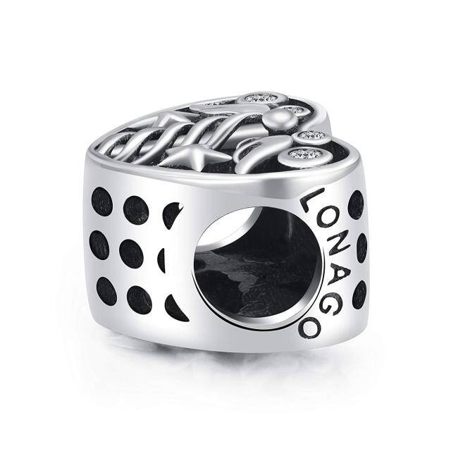 Ciondolo con perlina a forma di cuore d'angelo in argento sterling con zirconi cubici-3