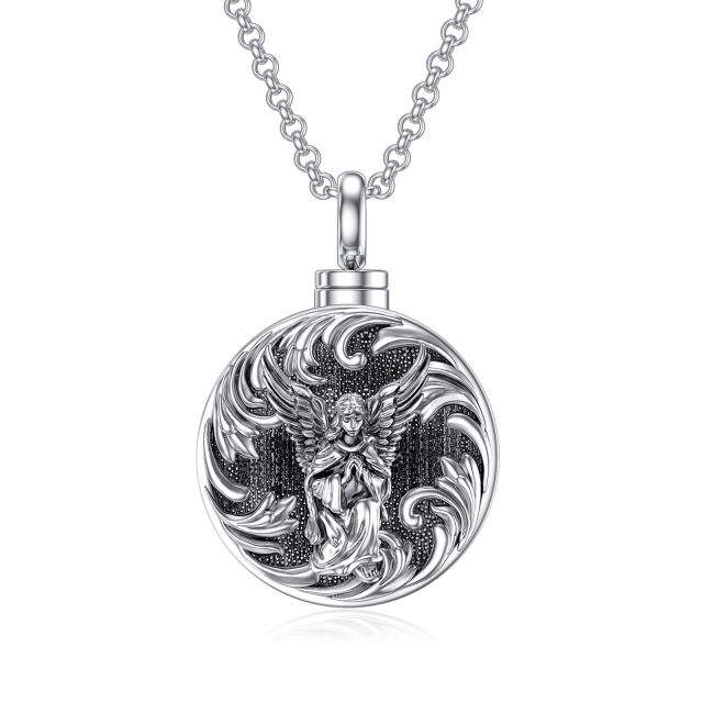 Collier Urne d'ange en argent sterling avec mot gravé-1