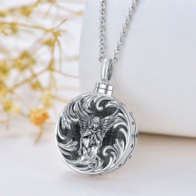 Sterling Silver Angel Urn Necklace for Ashes with Engraved Word-3