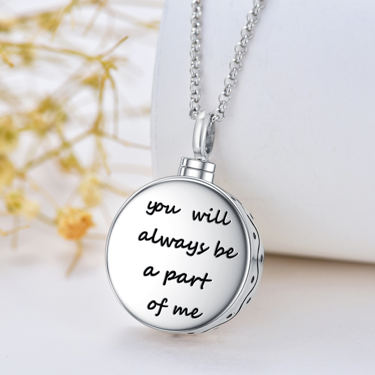 Sterling Silver Angel Urn Necklace for Ashes with Engraved Word-5