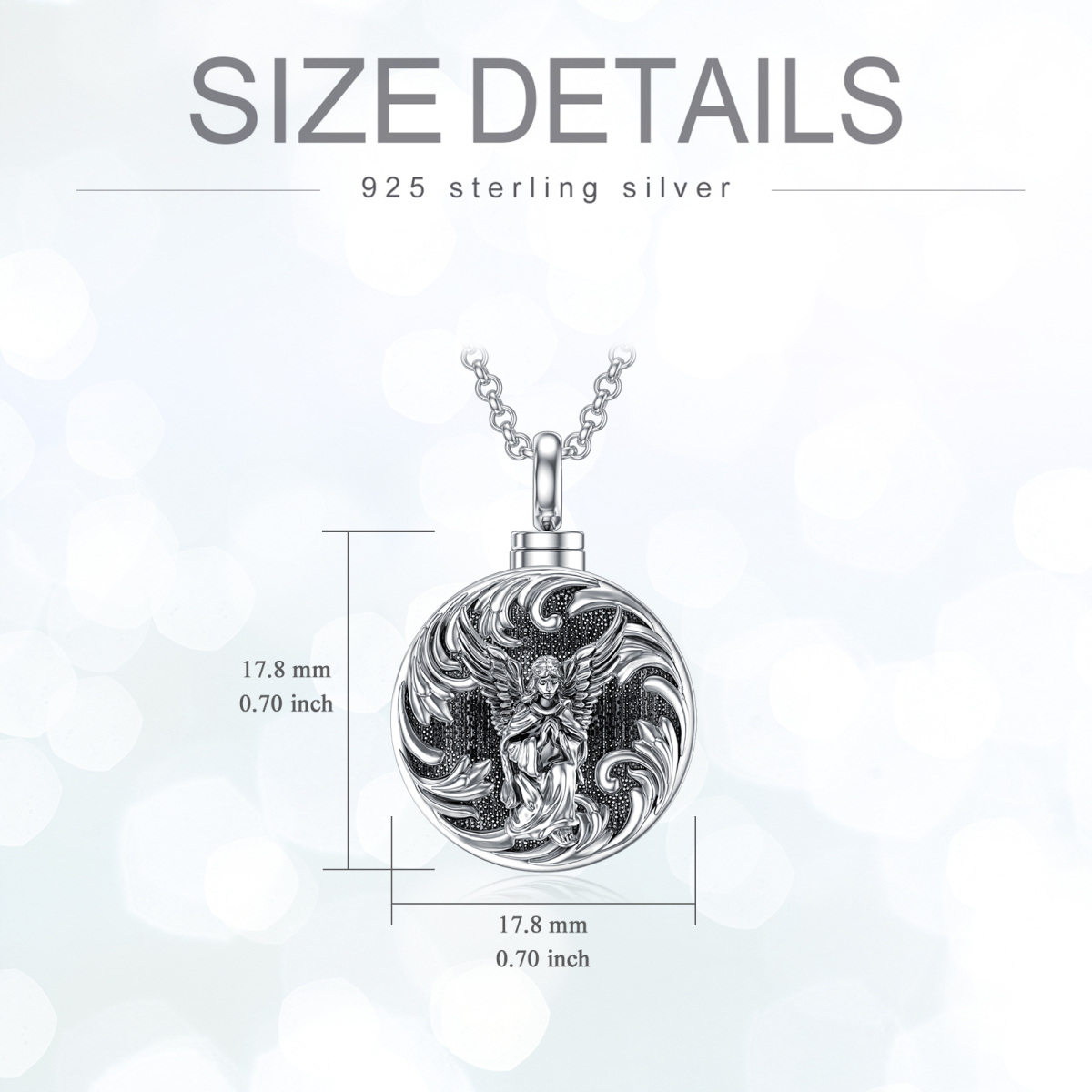 Sterling Silver Angel Urn Necklace for Ashes with Engraved Word-6