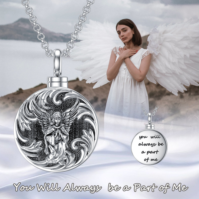 Sterling Silver Angel Urn Necklace for Ashes with Engraved Word-7