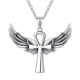 Sterling Silver Angel Wing & Ankh Urn Necklace for Ashes-39