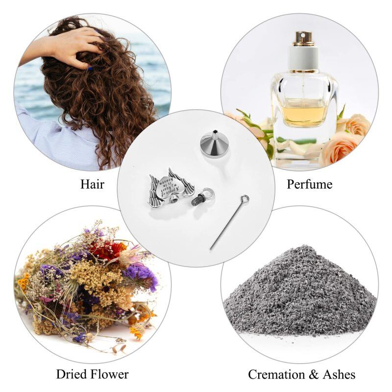 Colar de prata esterlina com asa de anjo e urna de coração para cinzas com palavra gravada para melhor amiga feminina-3