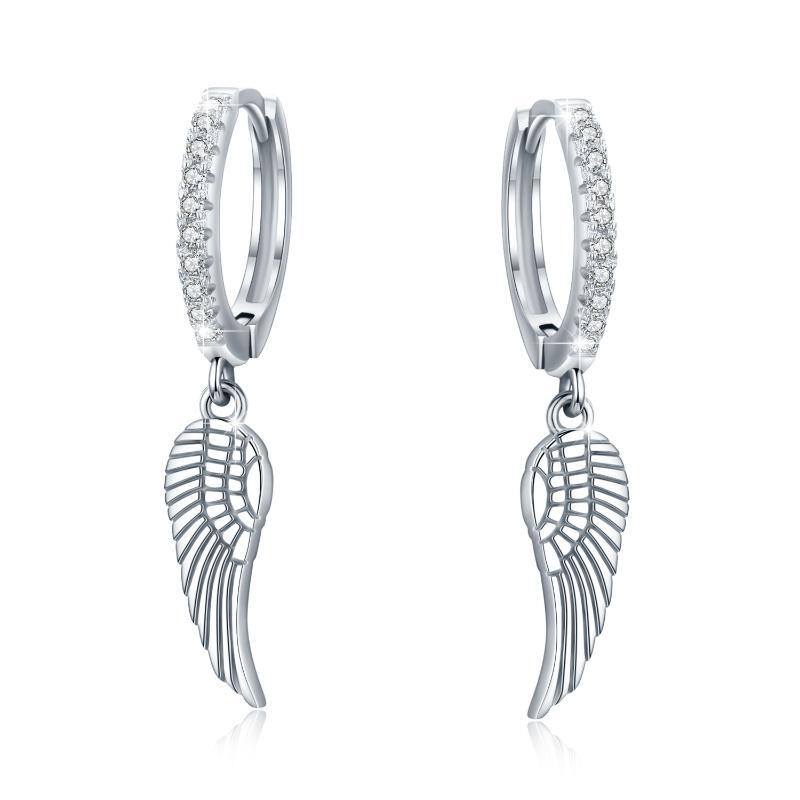 Orecchini a goccia ad ala d'angelo in argento sterling con zirconia cubica-1