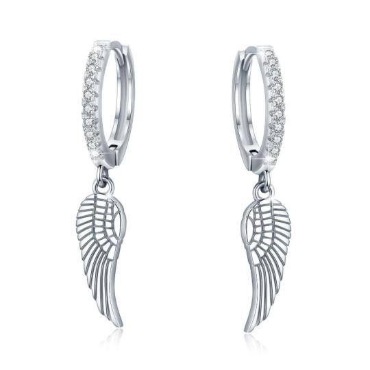 Boucles d'oreilles pendantes aile d'ange en argent sterling et oxyde de zirconium