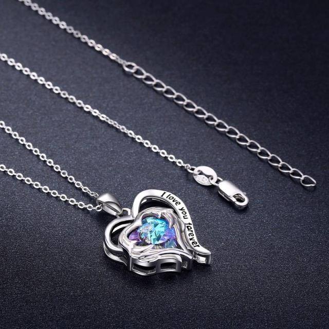 Collier en argent sterling avec pendentif en forme d'aile d'ange et cristal en forme de coeur-5