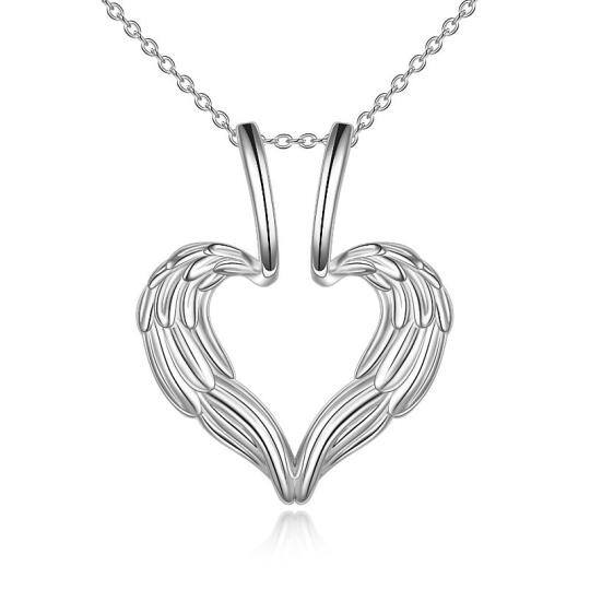 Collier en argent sterling avec pendentif porte-anneau en forme d'aile d'ange et de coeur