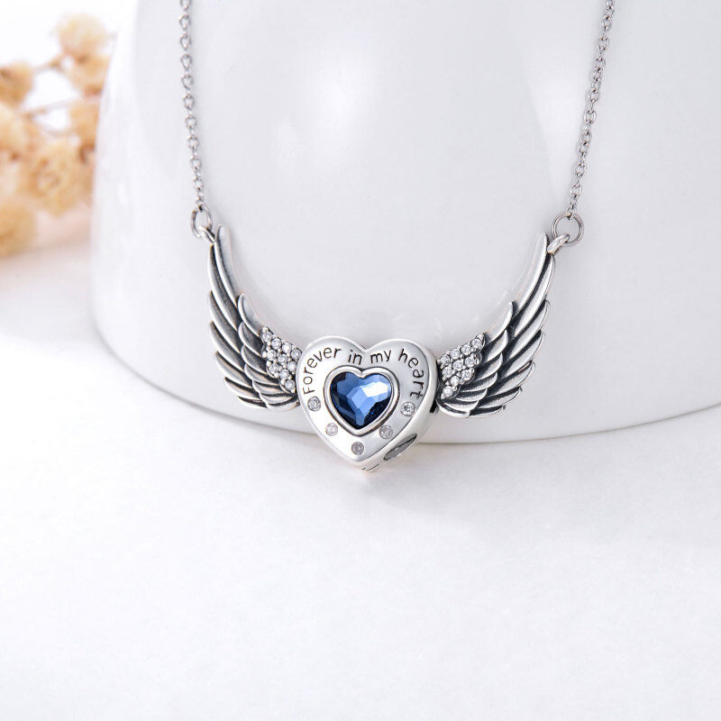 Sterling Silver Angel Wing & Heart Urn Necklace for Ashes with Engraved Word-3