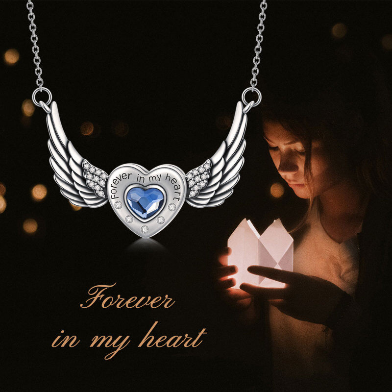 Sterling Silver Angel Wing & Heart Urn Necklace for Ashes with Engraved Word-6