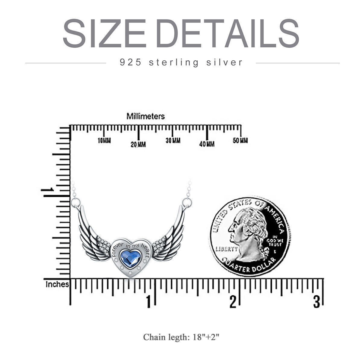 Sterling Silver Angel Wing & Heart Urn Necklace for Ashes with Engraved Word-7