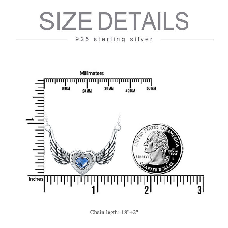 Sterling Silver Angel Wing & Heart Urn Necklace for Ashes with Engraved Word-7