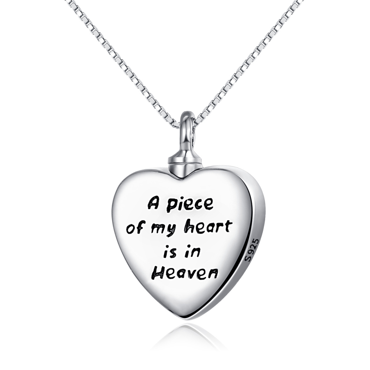 Sterling Silver Angel Wing & Heart Urn Necklace for Ashes with Engraved Word-3