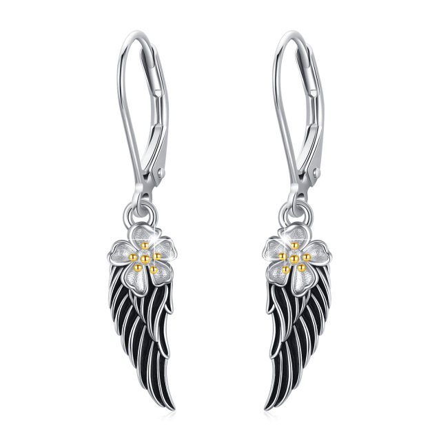 Sterling Silver Angel Wing Lever-back Earrings