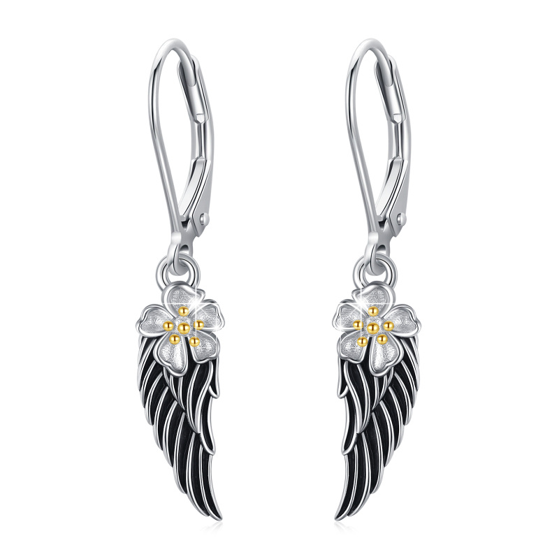 Sterling Silver Angel Wing Lever-back Earrings