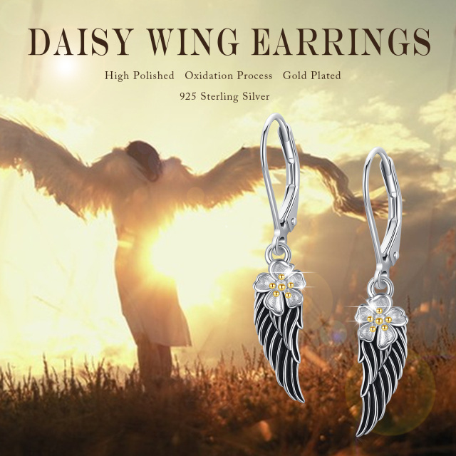 Sterling Silver Angel Wing Lever-back Earrings-5