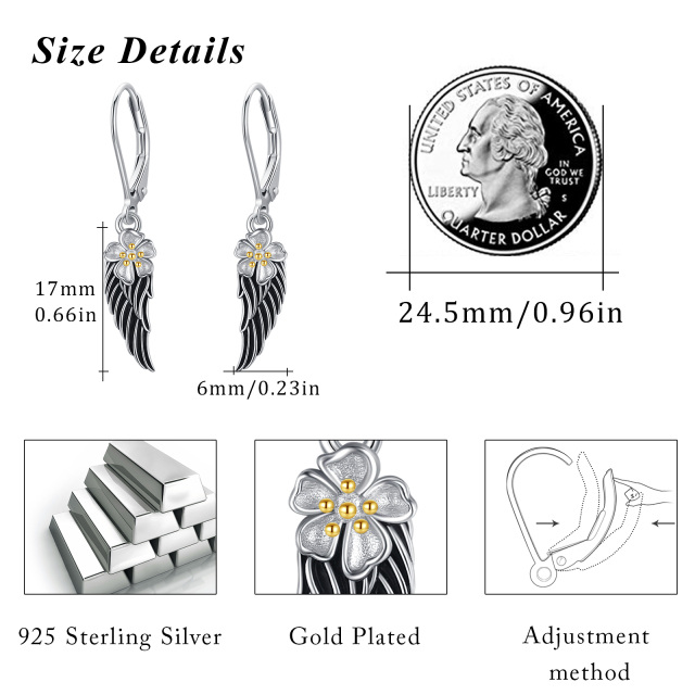 Boucles d'oreilles en argent Sterling Angel Wing Lever-back-6