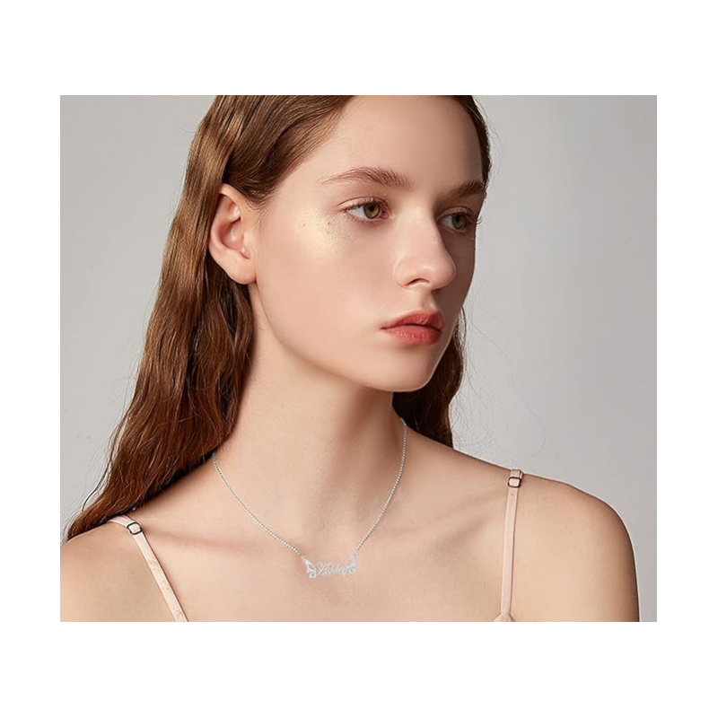 Collar de alas de ángel en plata de ley para mujer-3