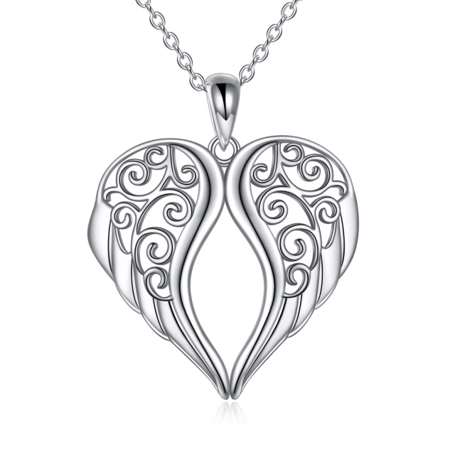 Collana con ciondolo a forma di ala d'angelo in argento sterling-1