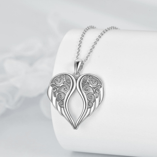 Sterling Silver Angel Wing Pendant Necklace-3