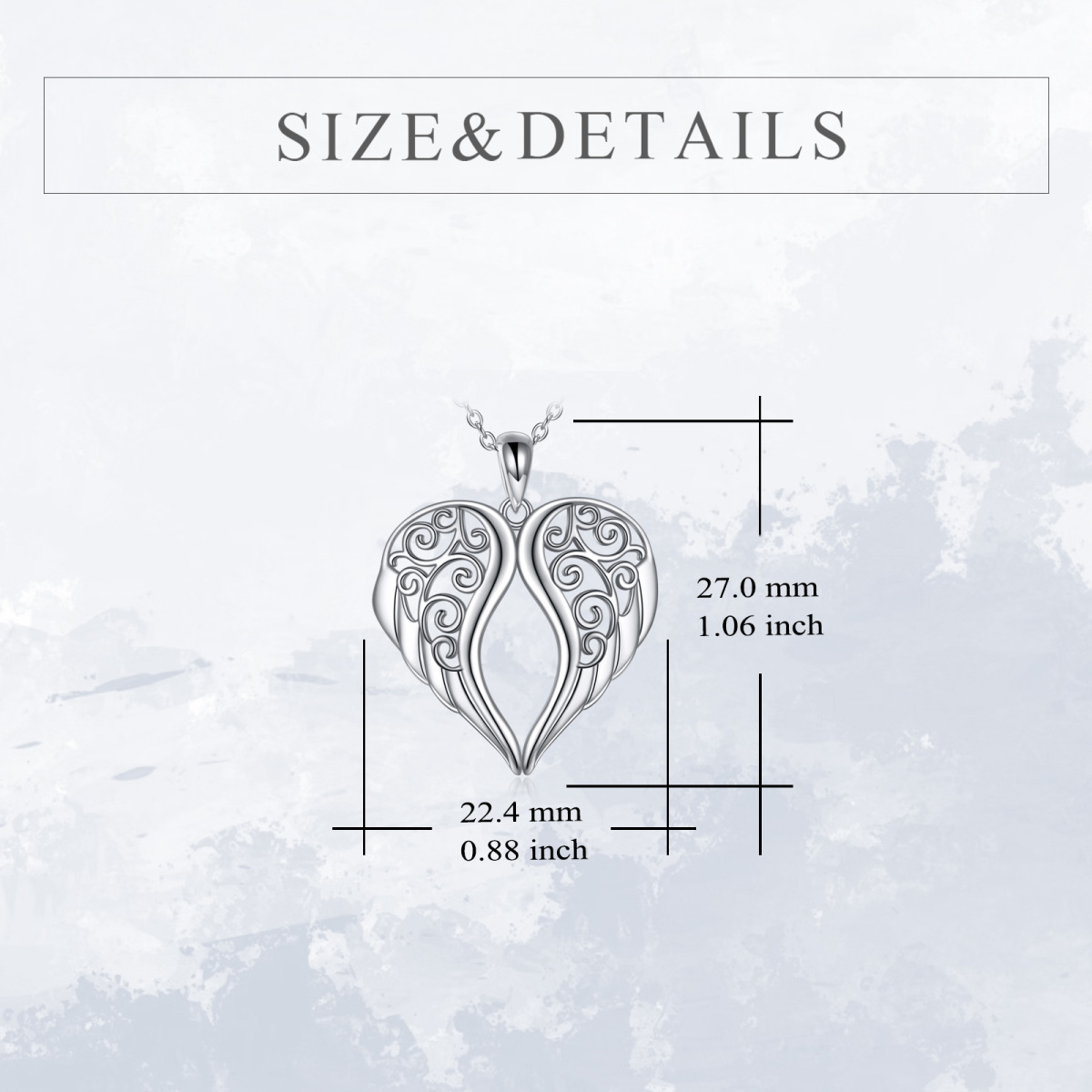 Sterling Silver Angel Wing Pendant Necklace-5