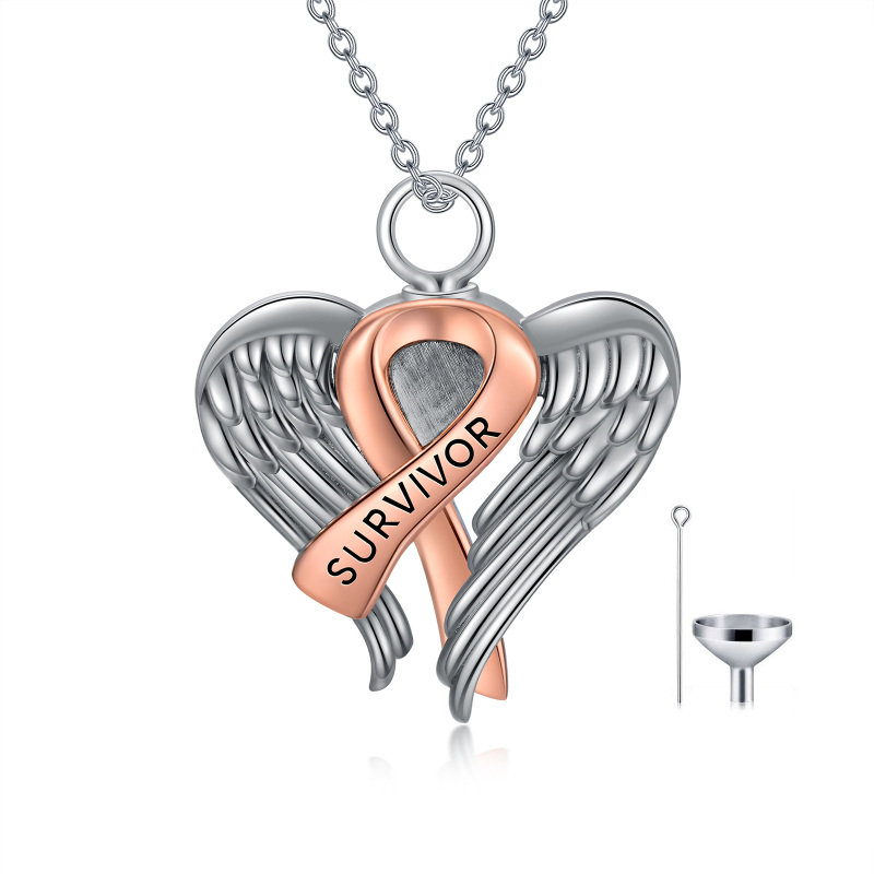 Sterling Silver Angel Wing Pendant Necklace-13