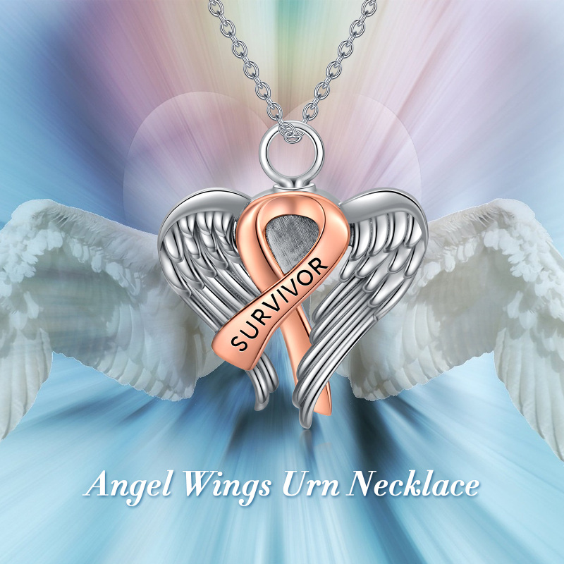 Sterling Silver Angel Wing Pendant Necklace-5