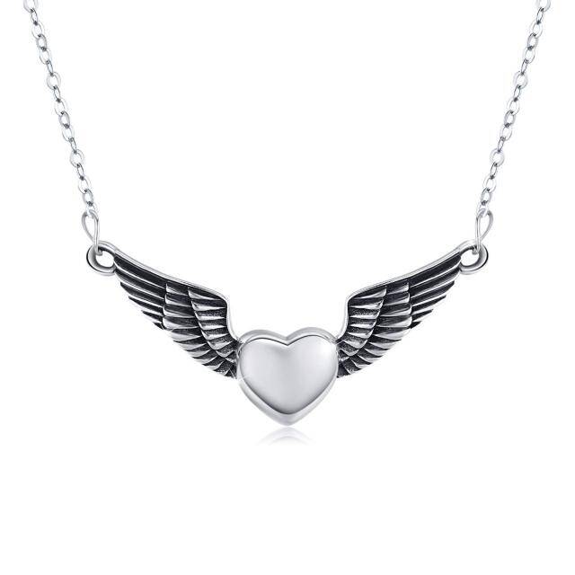 Sterling Silver Angel Wing Pendant Necklace-1