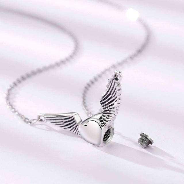 Sterling Silver Angel Wing Pendant Necklace-3