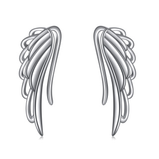 Sterling Silver Angel Wing Stud Earrings-21