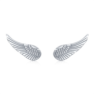 Sterling Silver Angel Wing Stud Earrings-29