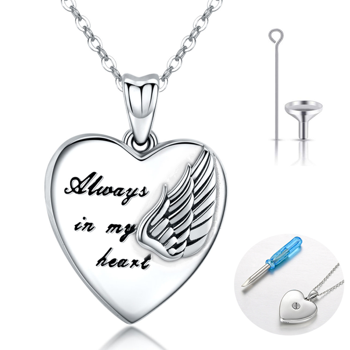 Sterling Silver Angel Wing Urn Necklace for Ashes-1