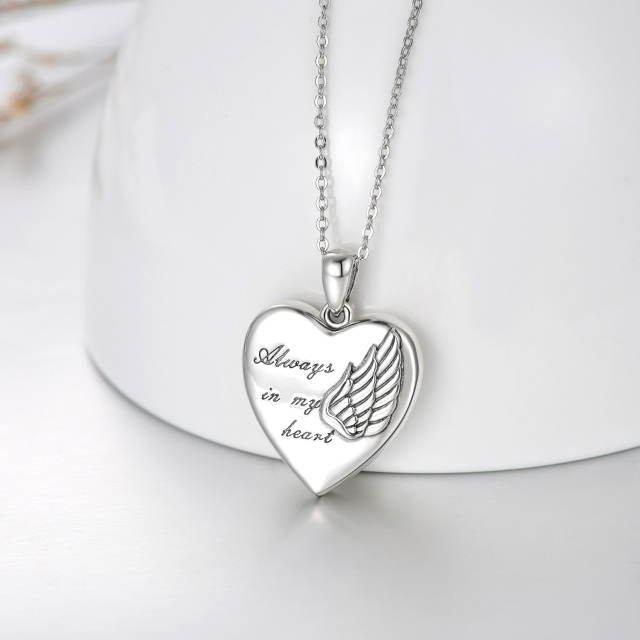 Collier pour cendres avec aile d'ange en argent sterling-4