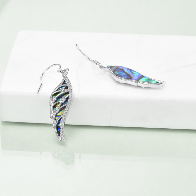 Sterling Silver Angel Wings Drop Earrings-4