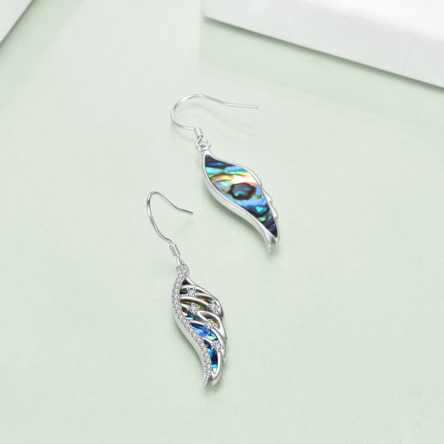 Sterling Silver Angel Wings Drop Earrings-5