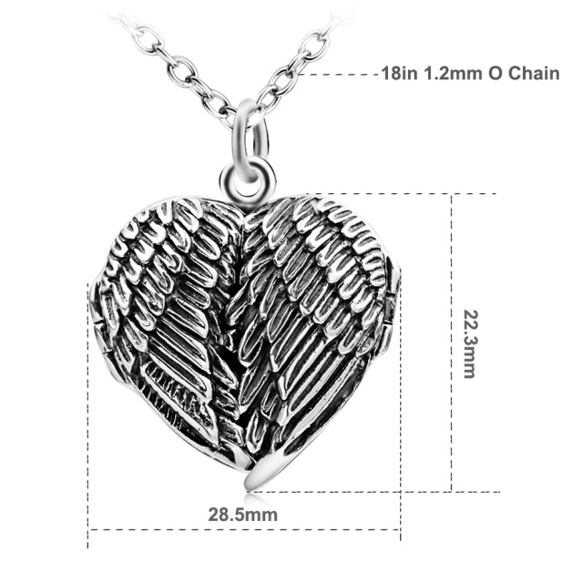 Collier en argent sterling avec pendentif photo personnalisé Ailes d'ange et coeur-6