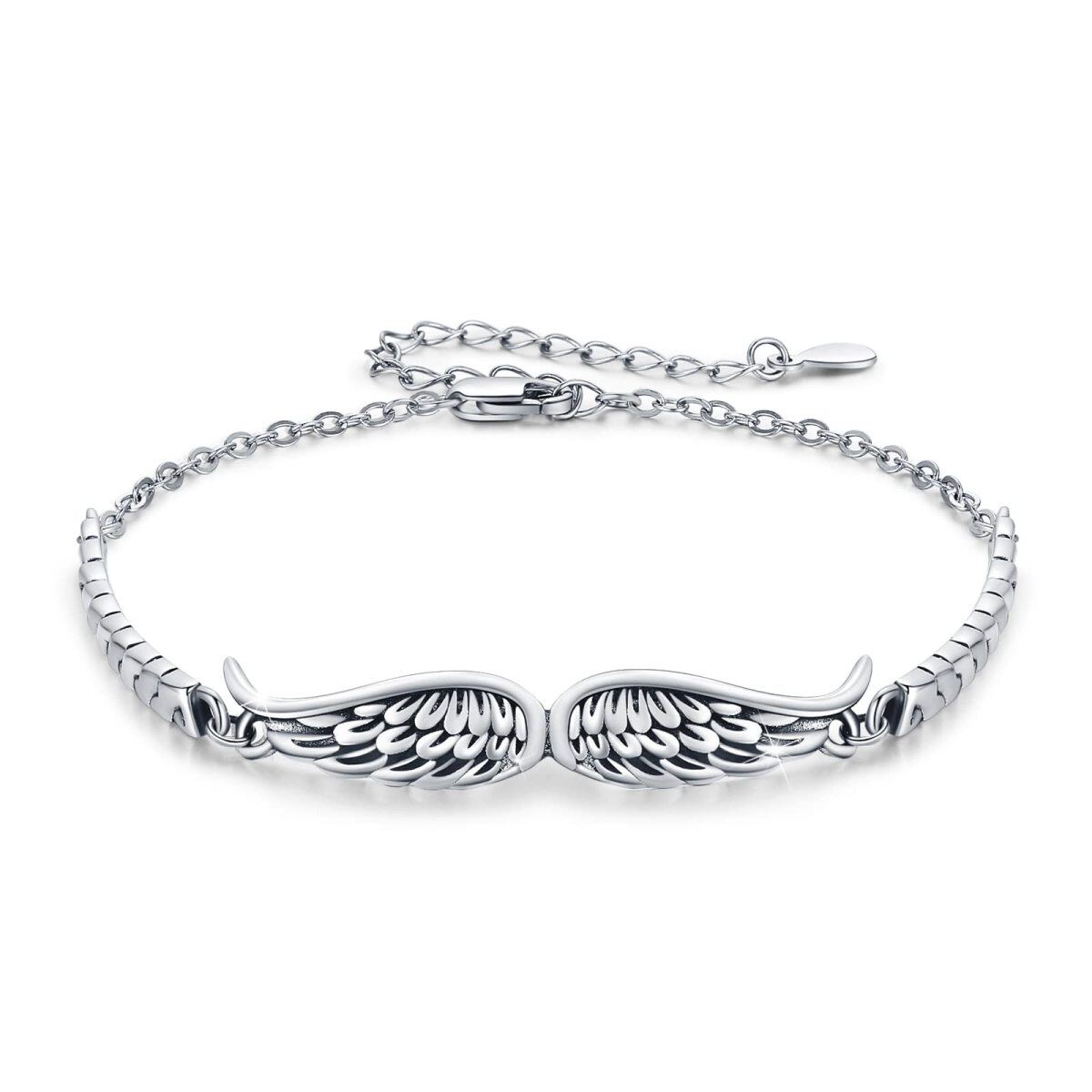 Sterling Silver Angel Wings Pendant Bracelet-1