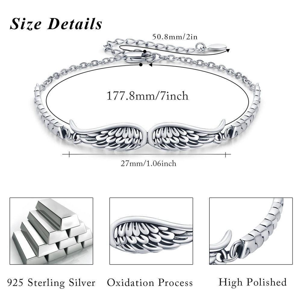 Sterling Silber Engelsflügel Anhänger Armband-8
