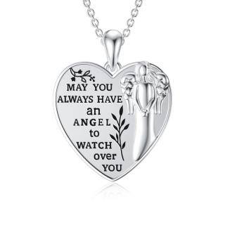 Sterling Silver Angel Wings Pendant Necklace with Engraved Word-55