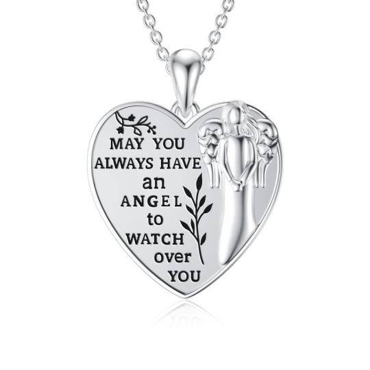 Sterling Silver Angel Wings Pendant Necklace with Engraved Word